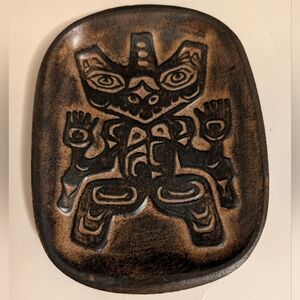 Vintage Haida Bear Handmade Clay Decorative Pottery Dish British Columbia Canada